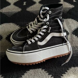 Vans Black & White Women’s High-Top Platform Sneakers